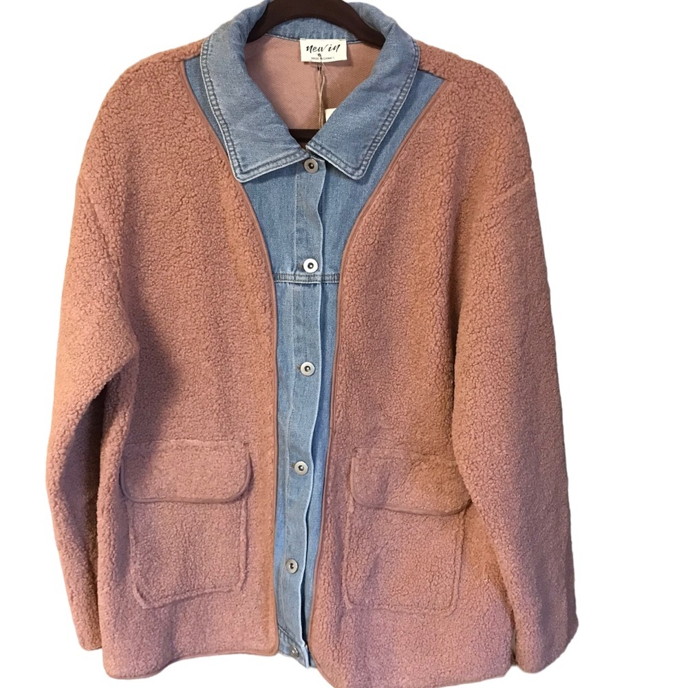 NWT Women’s Blush Soft Fleece/Sherpa Denim Jacket Size L - Picture 4 of 6